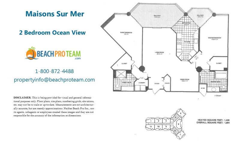 Maisons Sur Mer Floor Plan 4 and 8 - 2 Bedroom Ocean View